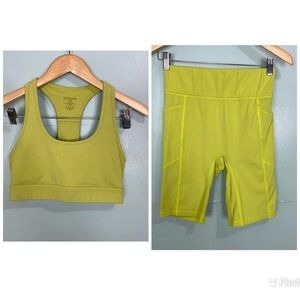 All Access Set Sports Bra Shorts‎ Green Sz M